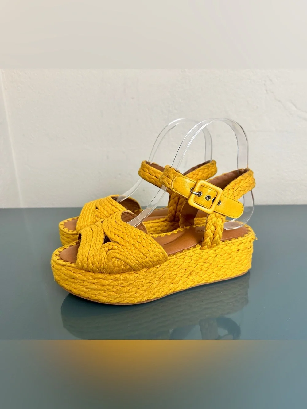 Robert Clergerie Aida Goldenrod Raffia Platform Sandals Size US 6 EU 36.5 $450